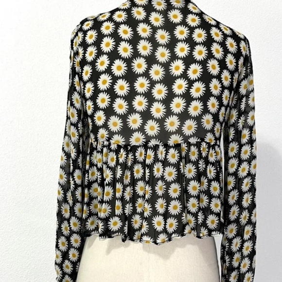Sheer Daisy Crop Tie Front Top - Picture 4 of 4
